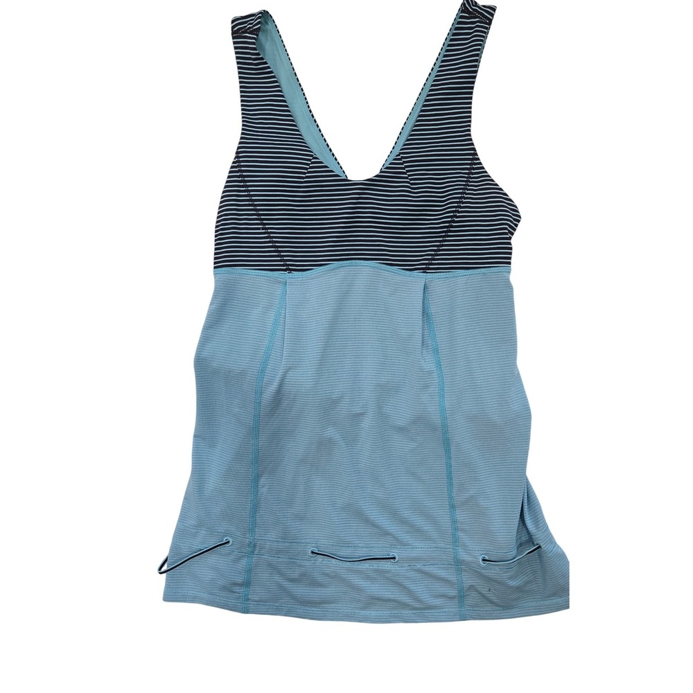 Lululemon Athletica Striped Tank Top Blue White Athletic Workout Women's -M